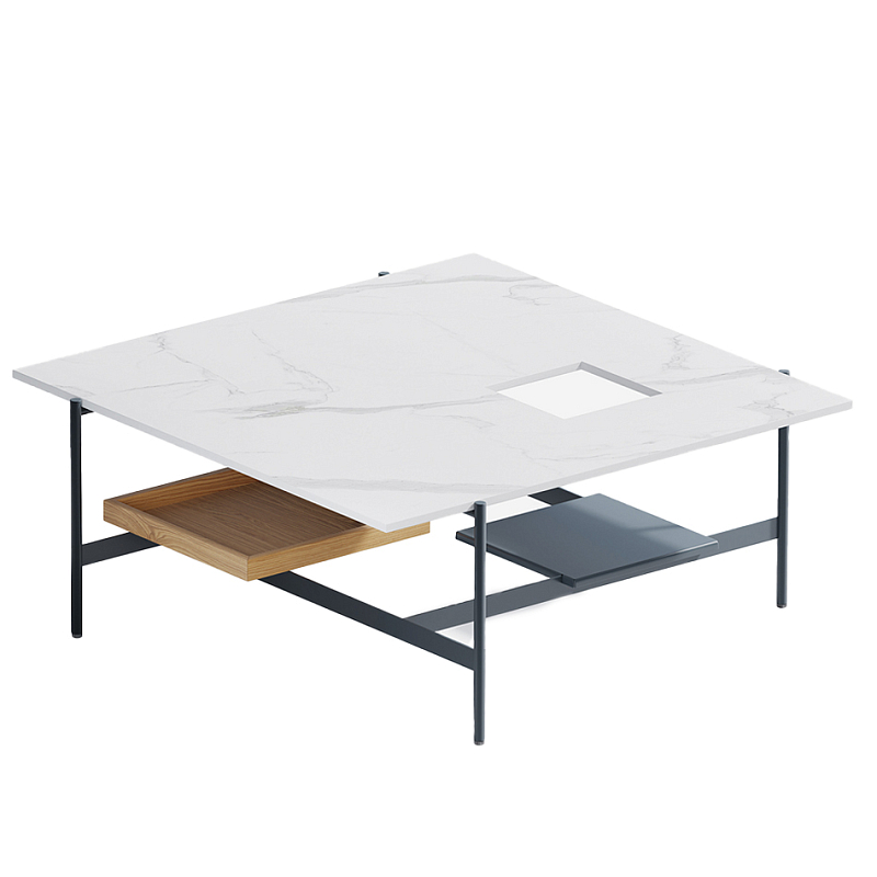 Karat журнальный столик с съемным подносом Графит Белый Мрамор Bianco в Твери | Loft Concept 