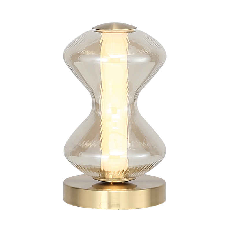 Настольная лампа светодиодная с волнообразным стеклянным плафоном Amphora of Light Коньяк Золотой в Твери | Loft Concept 