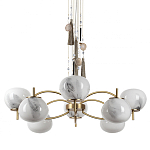 Люстра подвесная с 8-ю шарообразными плафонами из белого стекла с подвесками из камня и кисточками Agatelle варинант исполнения - 1 | Loft Concept в Твери