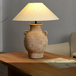 Настольная лампа керамическая с ручками и тканевым абажуром Eastern Tale варинант исполнения - 1 | Loft Concept в Твери