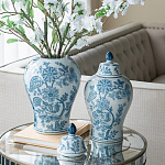 Ваза с крышкой и голубым цветочным рисунком на белом фоне Blue & White Ornament варинант исполнения - 5 | Loft Concept в Твери