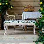 Банкетка из натурального бука золотистая с изображением птиц и цветов Blooming Birds варинант исполнения - 4 | Loft Concept в Твери