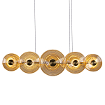 Люстра подвесная светодиодная со стеклянными плафонами янтарного цвета в форме дисков Savio Glass Disc варинант исполнения - 1 | Loft Concept в Твери