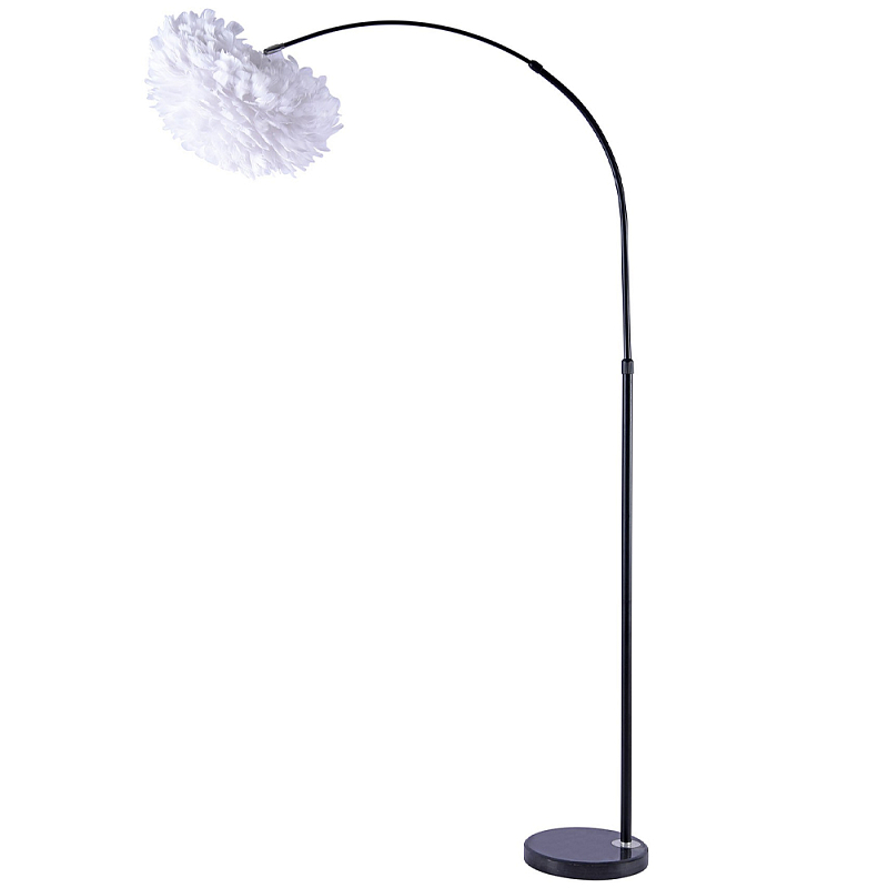 Изогнутый торшер с декором в виде перьев Plumage White Floor Lamp Белый Черный Изогнутый торшер с декором в виде перьев Plumage White Floor Lamp Белый Черный в Твери | Loft Concept