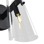 Бра конусообразной формы из прозрачного акрила и черной стали Glass Cylinder Black варинант исполнения - 4 | Loft Concept в Твери