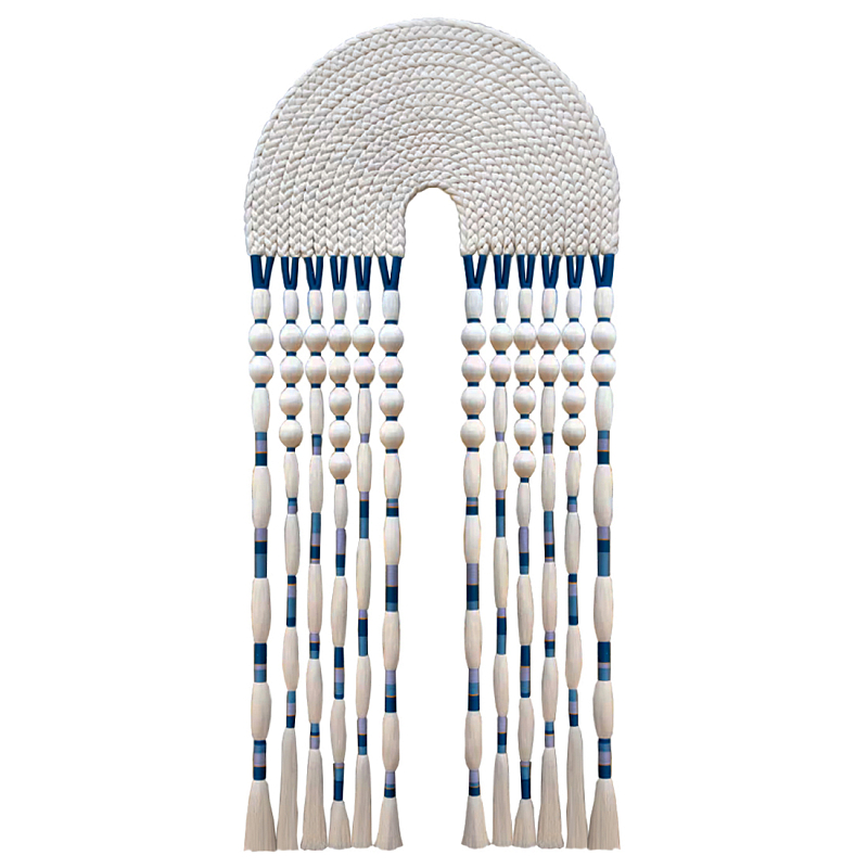 Настенное украшение из нитей Корона с кисточками Crown Wall Hanging Молочный Синий в Твери | Loft Concept 