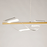 Люстра линейная золотистого цвета с двумя прозрачными волнистыми элементами Wave Line варинант исполнения - 4 | Loft Concept в Твери