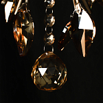 Люстра подвесная круглая с тканевым полупрозрачным абажуром и подвесками 4 лампы Gilded Elegance варинант исполнения - 7 | Loft Concept в Твери