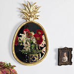 Зеркало овальной формы с золотистой рамкой и декоративной верхушкой в виде ананаса Pineapple Shine  варинант исполнения - 2 | Loft Concept в Твери