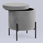 Серый пуф на черных ножках SANJAY варинант исполнения - 2 | Loft Concept в Твери