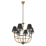 Люстра на металлическом основании бронзового цвета с 6-ю черными конусовидными абажурами Dignity варинант исполнения - 4 | Loft Concept в Твери