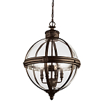 Подвесной светильник бронзового цвета с прозрачным стеклянным плафоном в форме шара в индустриальном стиле на цепи 4 лампы Feiss варинант исполнения - 1 | Loft Concept в Твери