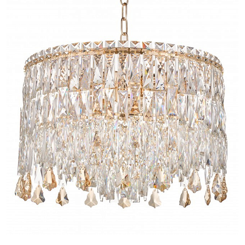 Люстра круглая с хрустальными подвесками на золотистом каркасе Roul Crystal Light Золотой Прозрачный в Твери | Loft Concept 