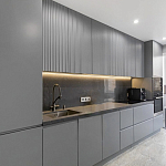 Прямой серый кухонный гарнитур с фрезерованным фасадом Idelle Kitchen Set варинант исполнения - 1 | Loft Concept в Твери