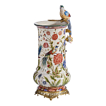Ваза фарфоровая с птицей на бронзовой ветке и цветочной росписью Garden of Eden варинант исполнения - 2 | Loft Concept в Твери