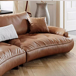 Диван кожаный с каркасом из массива дерева Medieval Furniture варинант исполнения - 6 | Loft Concept в Твери