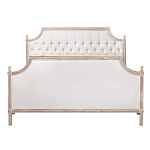 Кровать двуспальная светло-бежевая с основанием из массива дуба с мягким изголовьем Flax Beds варинант исполнения - 1 | Loft Concept в Твери