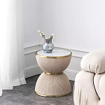 Дизайнерский журнальный стол фактурный с круглой белой столешницей Luler варинант исполнения - 1 | Loft Concept в Твери