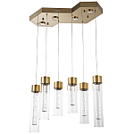 Люстра c 6-ю стеклянными плафонами золото Sparkling Bubbles Tube Gold Hanging Lamp варинант исполнения - 1 | Loft Concept в Твери