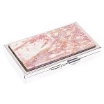 Таблетница карманная прямоугольная на 7 отделений с зеркалом и накладкой из натурального камня Турмалин Silver Stone Pillboxes варинант исполнения - 1 | Loft Concept в Твери