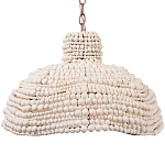 Подвесной светильник в виде купола декорированный белыми деревянными бусинами White Wooden Beads Hanging Lamp варинант исполнения - 1 | Loft Concept в Твери