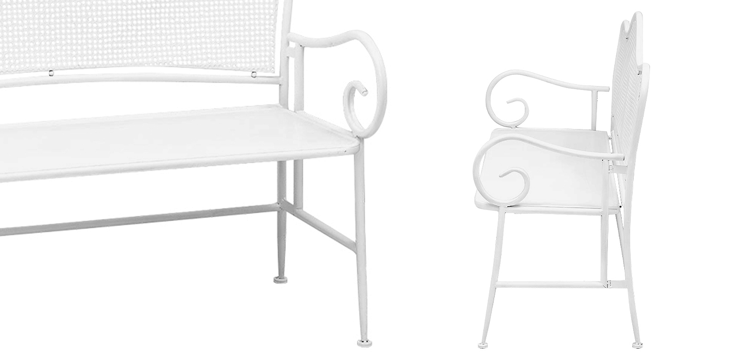 Скамья белая в стиле прованс Miah Bench White Скамья белая в стиле прованс Miah Bench White - Loft-Concept в Твери