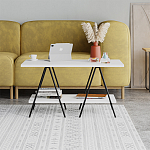 Стол журнальный с белой прямоугольной столешницей и полкой ESSEL WHITE варинант исполнения - 1 | Loft Concept в Твери