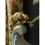 Чаша голубого цвета с оранментом и и бронзовыми фигурами леопардов Eden Garden варинант исполнения - 7 | Loft Concept в Твери