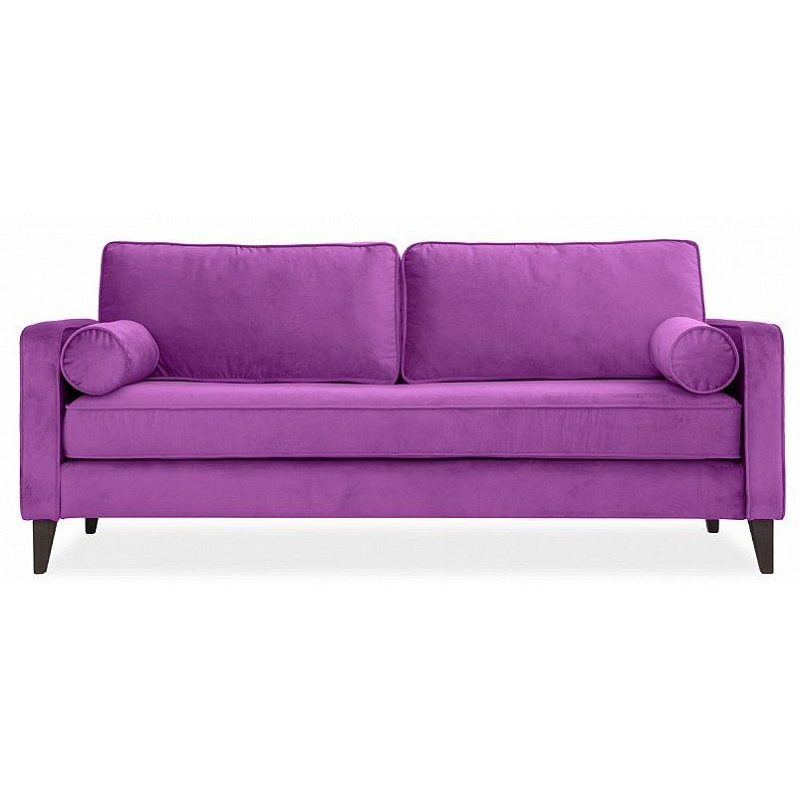 Диван бархатный с двумя подушками-валиками Simple Berry Sofa Лиловый Коричневый Диван бархатный с двумя подушками-валиками Simple Berry Sofa Лиловый Коричневый в Твери | Loft Concept
