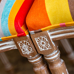 Стул бежевый в разноцветную полоску из натурального бука с изображением птиц и цветов Blooming Birds Colorful Stripes Chair варинант исполнения - 7 | Loft Concept в Твери