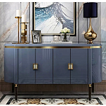 Дизайнерский комод синий глянцевый с золотыми ручками на 4-х дверцах Martin варинант исполнения - 2 | Loft Concept в Твери