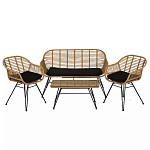 Журнальный столик с столешницей из ротанга и стекла Wicker Tabletop Under Glass варинант исполнения - 3 | Loft Concept в Твери