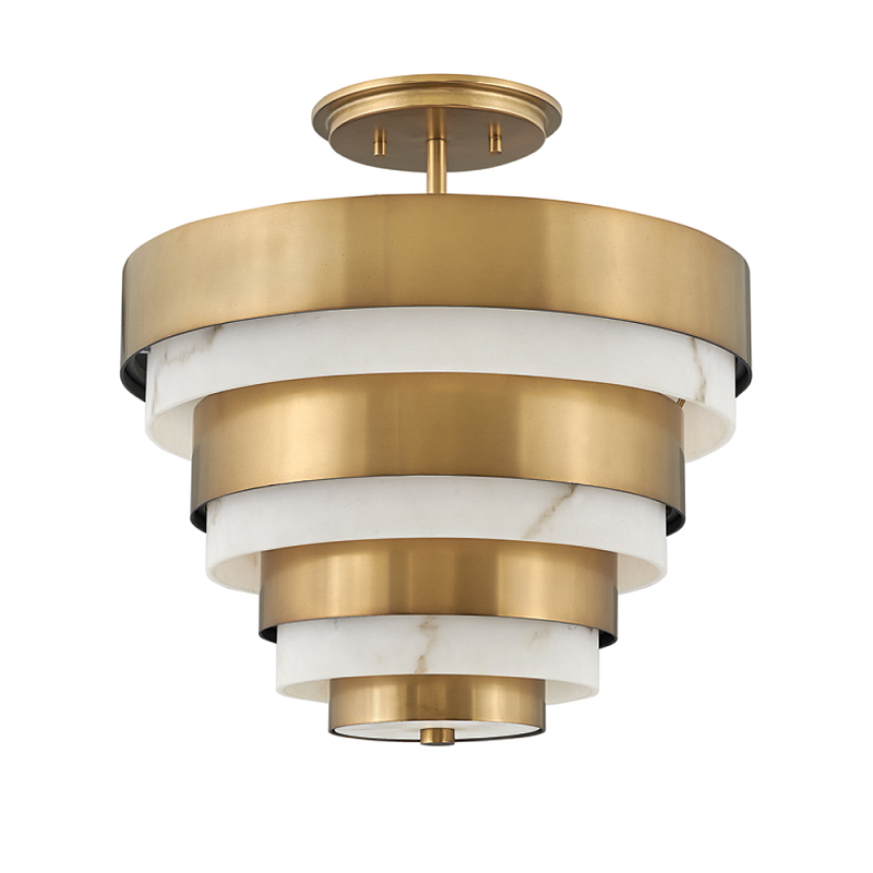 Потолочный светильник многоярусный с чередованием латунных и белых колец Hinkley  Латунь Белый в Твери | Loft Concept 