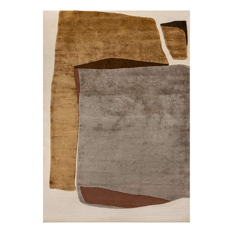 Ковер шелк Manhattan Wool Silk Carpet VII Серый Бежевый Коричневый Горчичный в Твери | Loft Concept 