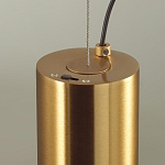 Подвесной светильник цилиндрической формы с плафоном из алебастра и металлическими торцами Латунь 60 см Cryptocrystalline Stone варинант исполнения - 5 | Loft Concept в Твери