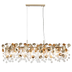 Люстра линейная с подвесками в форме монеток и золотистыми круглыми элементами из металла в виде лепестков FAIRYTREE Light варинант исполнения - 3 | Loft Concept в Твери