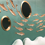 Обои с вышивкой ручной работы Deco Fish Original colourway варинант исполнения - 3 | Loft Concept в Твери