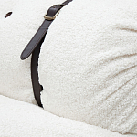 Двухместный диван без подлокотников белый с обивкой букле и ремешками из кожи Blaise Boucle Sofa варинант исполнения - 5 | Loft Concept в Твери