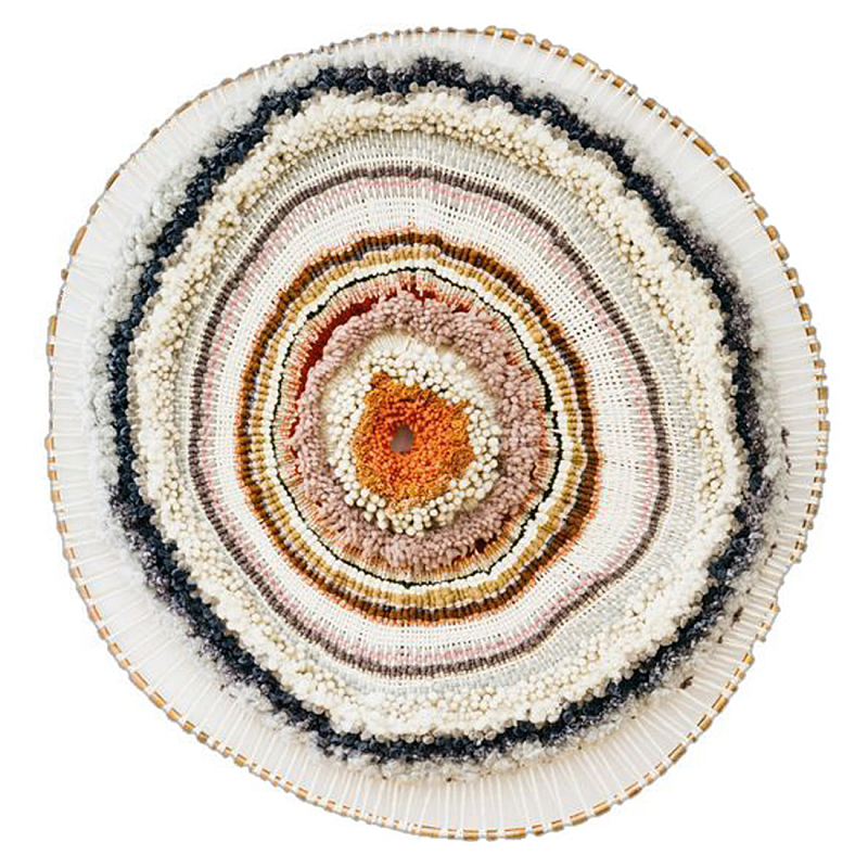 Вязаное Панно из шерсти Круг ivory ( слоновая кость ) Терракотовый в Твери | Loft Concept 