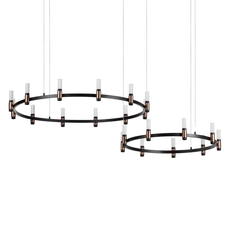 Люстра подвесная с цилиндрическими плафонами на двух круглых подвесах  Arnaut Light Черный Белый в Твери | Loft Concept 