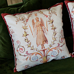 Декоративная подушка бежевая с растительным орнаментом Raffael Angel Beige Red Cushion варинант исполнения - 2 | Loft Concept в Твери