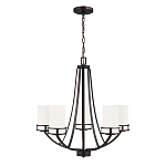 Люстра в цвете темная бронза с 5-ю белыми цилиндрическими плафонами Generation Lighting варинант исполнения - 2 | Loft Concept в Твери