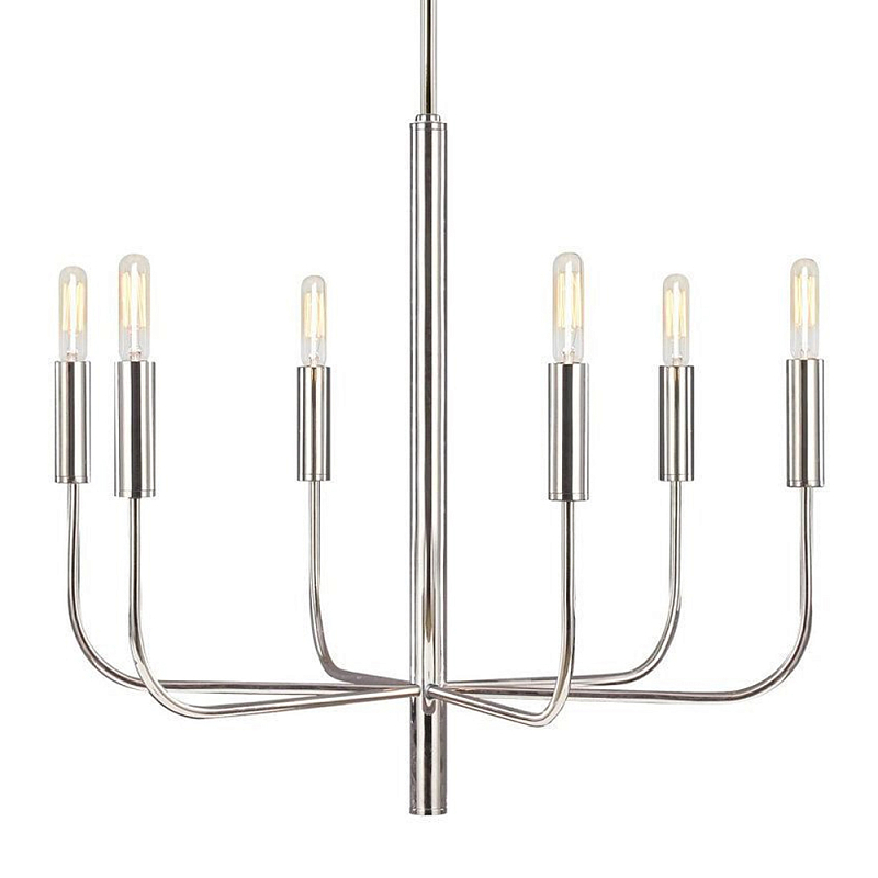 Люстра с 6-ю лампами Chandelier with Seamless Curve Латунь Серебряный в Твери | Loft Concept 