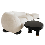 Диван Cannes трехместный с обивкой букле молочного цвета варинант исполнения - 3 | Loft Concept в Твери