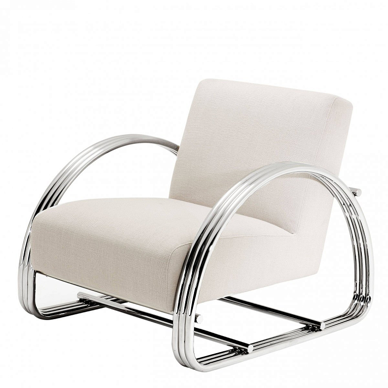 Кресло Eichholtz Chair Basque Молочный Нержавеющая сталь Кресло Eichholtz Chair Basque Молочный Нержавеющая сталь в Твери | Loft Concept