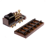 Часы настольные в виде паровоза из натурального камня Обсидиан Train Stone Clock варинант исполнения - 6 | Loft Concept в Твери