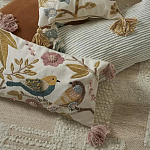 Чехол на подушку с кисточками и вышивкой птиц Ethnic mix Birds Rect варинант исполнения - 6 | Loft Concept в Твери