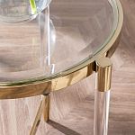 Золотой приставной столик с круглой стеклянной столешницей Weightless Table варинант исполнения - 7 | Loft Concept в Твери