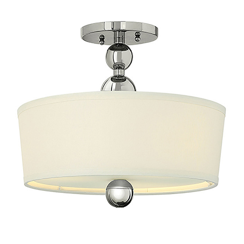 Потолочный светильник с белым цилиндрическим плафоном и шарообразными деталями Hinkley Никель Бежевый в Твери | Loft Concept 