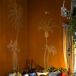 Обои с вышивкой ручной работы Deco Palms Original colourway on velvet 2 варинант исполнения - 1 | Loft Concept в Твери